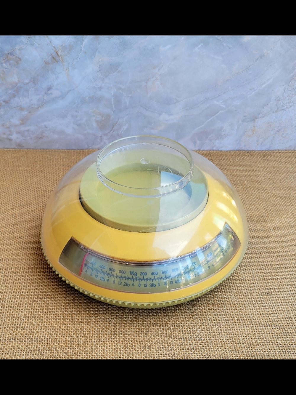 Vintage Mid-Century Modern (MCM) "Flying Saucer" Yellow Kitchen Food Scale